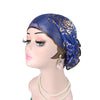 Brenda Flower Turban_Cap_Chemo_Beanie_Turbans_Head covering_Modest_Elegant Turban_Blue