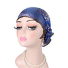 Brenda Flower Turban_Cap_Chemo_Beanie_Turbans_Head covering_Modest_Elegant Turban_Blue