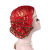 Brenda Flower Turban_Cap_Chemo_Beanie_Turbans_Head covering_Modest_Elegant Turban_Red