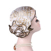 Brenda Flower Turban_Cap_Chemo_Beanie_Turbans_Head covering_Modest_Elegant Turban_White