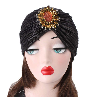 Carmen Shinny Ruffle Turban black modest fashion mall pre-tied modesty shiny jewel head coverings hijab-6