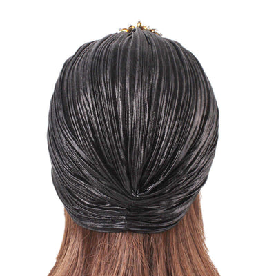 Carmen Shinny Ruffle Turban black modest fashion mall pre-tied modesty shiny jewel head coverings hijab-3