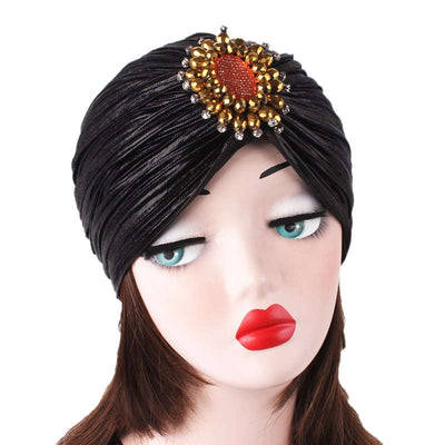 Carmen Shinny Ruffle Turban black modest fashion mall pre-tied modesty shiny jewel head coverings hijab-5