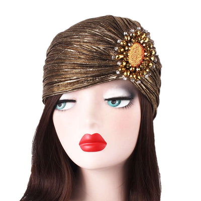 Carmen Shinny Ruffle Turban gold modest fashion mall pre-tied modesty shiny jewel head coverings hijab-2