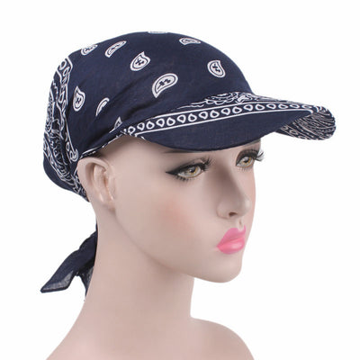 Catherine Bandanna Hat_Head covering_hat_Cap_Baggy_Beret_Beanie_Chemo_hat_headcovers_Blue