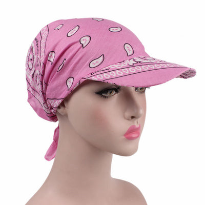 Catherine Bandanna Hat_Head covering_hat_Cap_Baggy_Beret_Beanie_Chemo_hat_headcovers_Pink