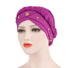 Charlize Cotton Braided Headwrap Women Muslim Hijab Solid Color Natural Hair African Accessories Cotton Bandanas Beaded Braid Turban_Purple