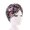 Claudia Cotton Printed Turban Shop Online Headcovering Cancer Hat Basic Hijab For Woman Floral Headwrap For Sabbath-Black