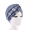 Claudia Cotton Printed Turban Shop Online Headcovering Cancer Hat Basic Hijab For Woman Floral Headwrap For Sabbath-Blue