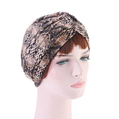 Claudia Cotton Printed Turban Shop Online Headcovering Cancer Hat Basic Hijab For Woman Floral Headwrap For Sabbath-Brown-2