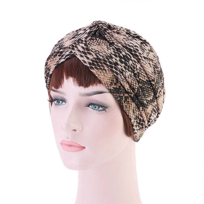 Claudia Cotton Printed Turban Shop Online Headcovering Cancer Hat Basic Hijab For Woman Floral Headwrap For Sabbath-Brown-4