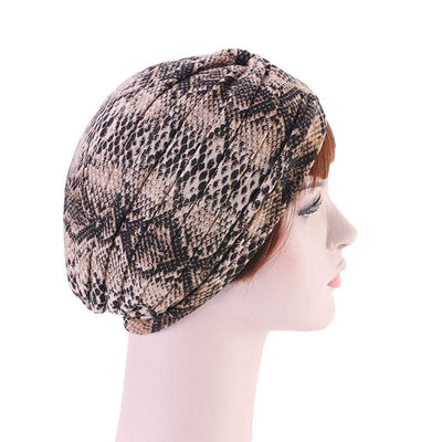 Claudia Cotton Printed Turban Shop Online Headcovering Cancer Hat Basic Hijab For Woman Floral Headwrap For Sabbath-Brown-5