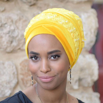 Lily_Flower_Headscarf_African_Head_wrap_Head_covering_for_cancer_patients _Yellow