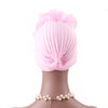 Elizabeth Flower Turban Buy online Modest Floral Headcovers Headwraps Tea Party Hats Women Ruffle Beanie Chemo Cap For Cancer Pink-2