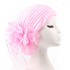 Elizabeth Flower Turban Buy online Modest Floral Headcovers Headwraps Tea Party Hats Women Ruffle Beanie Chemo Cap For Cancer Pink-4