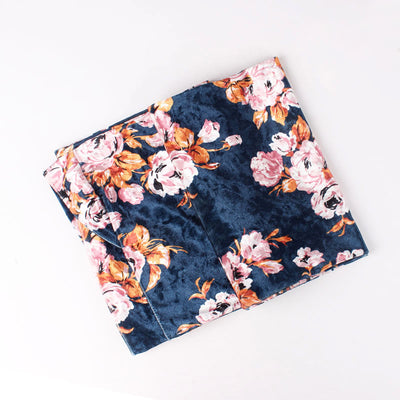 Gina Velvet Head Wrap_Headscarf_Headwear_Head covering_Headscarves_Floral_Blue