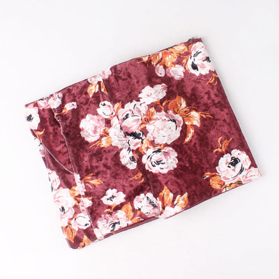 Gina Velvet Head Wrap_Headscarf_Headwear_Head covering_Headscarves_Floral_Burgundy