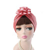 Jo Shiny Flower Turban Elegant  Luxury Hat Cancer Chemo Caps Beanies Muslim Turbante Party Hijab Bandanas Hair accessories Headwrap Red