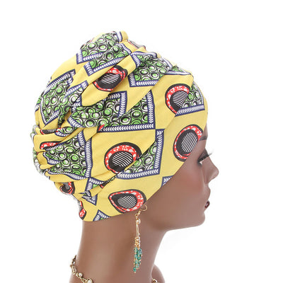Kim Cotton Head Wrap_Headwear_Head_covering_Headscarves_Basic_chemo_Hat_Pre_Tied_Multi_Color_Summer_Geometric_Yellow-3