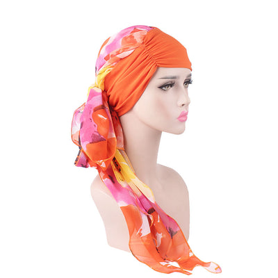 Kimberly Head Wrap_Headscarf_Headwear_Head covering_Headscarves_Islamic Headscarf_Cancer Hat_Chemo Hat_Orange