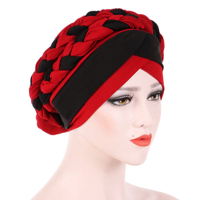 Lois Braid Headwrap_Headwear_Head_covering_Headscarves_Basic_chemo_Hat_Pre_Tied_Red