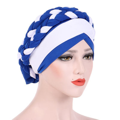 Lois Braid Headwrap_Headwear_Head_covering_Headscarves_Basic_chemo_Hat_Pre_Tied_Royal_Blue
