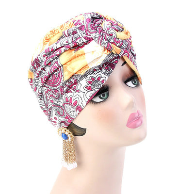 Lottie Cotton Turban Basic African style Hat Cancer Chemo Caps Beanies Muslim Turbante Hijab Bandanna Hair accessories Headwrap Orange