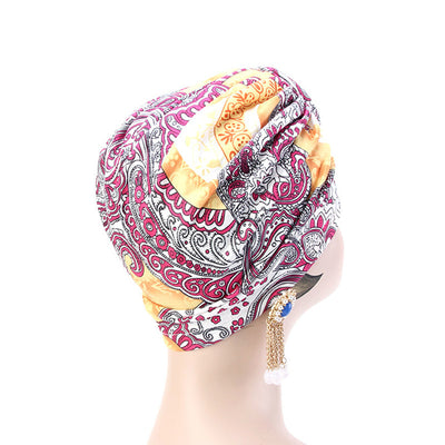 Lottie Cotton Turban Basic African style Hat Cancer Chemo Caps Beanies Muslim Turbante Hijab Bandanna Hair accessories Headwrap Orange-2