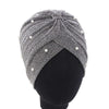 Lynn Pearl Ruffle Turban Women fashion Shiny Mesh Headwrap headwear Fancy Luxury Muslim hat Headwear Turbante Hijab Hair Accessories Gray Silver