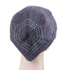 Martha Checkered Beanie Hat Beret Hats Baggy Cap With Visor for Women Casual Head covering Headcovers Cancer Chemo Blue-3