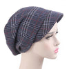 Martha Checkered Beanie Hat Beret Hats Baggy Cap With Visor for Women Casual Head covering Headcovers Cancer Chemo Blue