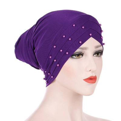 Meggy Beaded Headscarf Headwrap For Work Basic Hijab For Muslim Woman Shop Online Turbans  Headscars For Cancer Patients Free Shipping Jewish Headcovering- Purple
