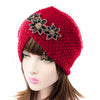 Nor Knitted Jewelry Turban Ladies Winter Hat, Soft Beanie, Warm Headwrap, Women headwear  Red