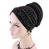 Pamela Luxury turban black Headwear Stretch Turban Hat Cap rhinestone Hijab Velvet Beanies Winter Hair Loss Head Scarf Wrap Cap Headwear Modesty