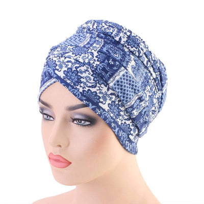 Riff Cotton Headwrap Buy Online African Headscarf Muslim Hijab Turban For Work Basic Hair Accessories Cancer Hat Cap For Sabbath Nigerian Style Headcovering-Blue