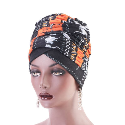 Riff Cotton Headwrap Buy Online African Headscarf Muslim Hijab Turban For Work Basic Hair Accessories Cancer Hat Cap For Sabbath Nigerian Style Headcovering-Orange
