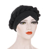 Rita Twist Braided Headwrap For Work Elastic Turban For Hair Loss Basic Muslim Hijab Hair Accessories For Chemo Sabbath Headcovering-Black