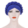 Rita Twist Braided Headwrap For Work Elastic Turban For Hair Loss Basic Muslim Hijab Hair Accessories For Chemo Sabbath Headcovering-Blue-2