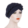 Rita Twist Braided Headwrap For Work Elastic Turban For Hair Loss Basic Muslim Hijab Hair Accessories For Chemo Sabbath Headcovering-Navy blue