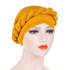 Rita Twist Braided Headwrap For Work Elastic Turban For Hair Loss Basic Muslim Hijab Hair Accessories For Chemo Sabbath Headcovering-Yellow