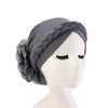 Shantel Braided Headwrap Big Flower Chemo Hat Pre-tied Caps For Women, New Style Braided Turban, African Twist Bandanna, Hair Unique Accessories_Gray