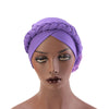 Shantel Braided Headwrap Big Flower Chemo Hat Pre-tied Caps For Women, New Style Braided Turban, African Twist Bandanna, Hair Unique Accessories_Purple-2
