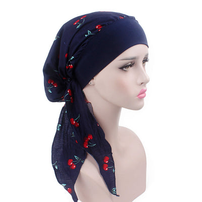 Taylor Cotton Bandanna_Turban_Headwrap_Cancer hat_Chemo hat_Beanie_hat_Blue