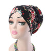 Temple printed Turban_Turbans_Head_covering_Modest_Headcovres_Flower_Cotton_Chemo hat_Cancer hat_African_Print_Basic_Pre_tied_Black