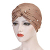 Titi Pearls Headwrap Free Shipping Headscarf For Work African Turban With Beads Shop Online Muslim Hijab Tichel For Jewish Indian Headcovering Cancer Hat-Khaki